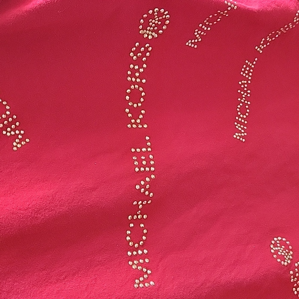 Michael Kors Red Long Sleeve Top, Gold Logo Studs, Round Neck, 100% Cotton LG - Picture 4 of 8